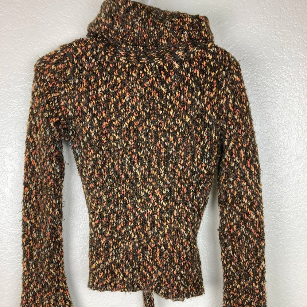 Kenzie Women's Chunky Knit Multicolored Cropped Turtleneck Sweater Sz XS